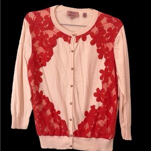 Ted Baker Pale pink, red lace embellished cardigan